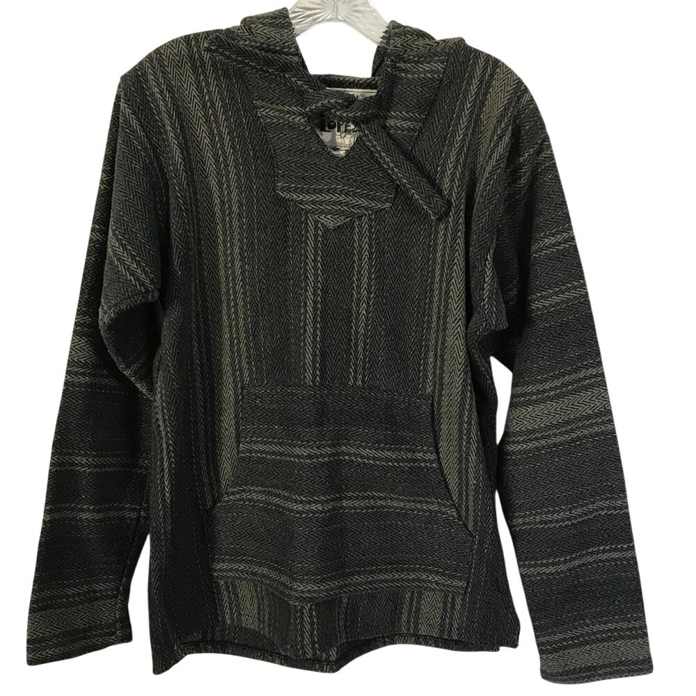 Original Senor Lopez Top Medium Unisex Long Sleeve Hoodie Two Toned Gray Pockets